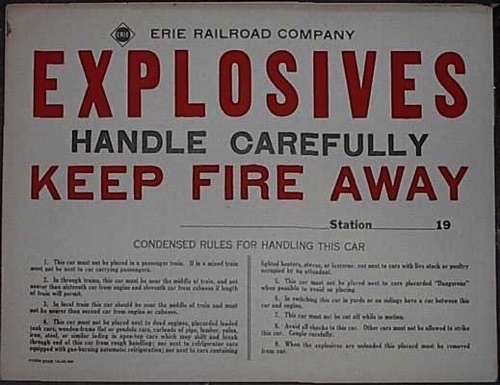 Erie Railroad Company  Explosives Placard. October, 1945 chs-002971